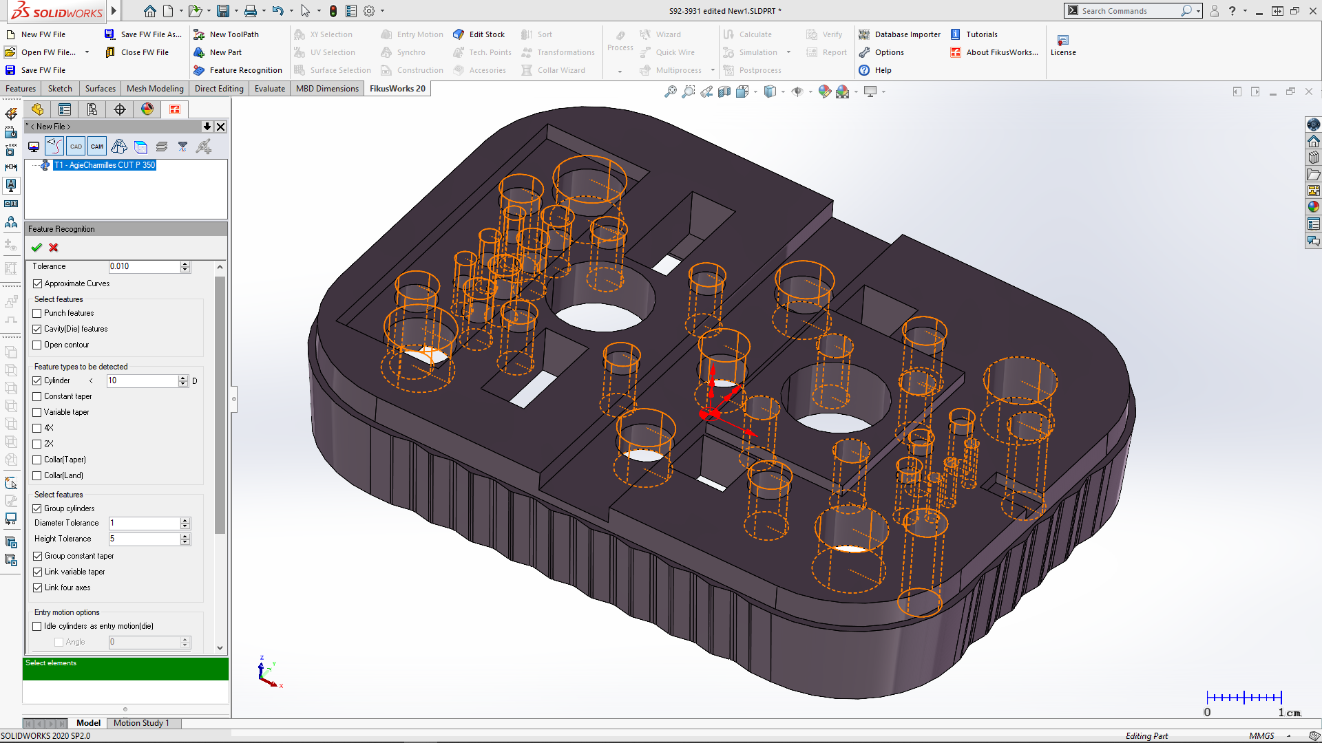 Automatically selecting and grouping cylinders